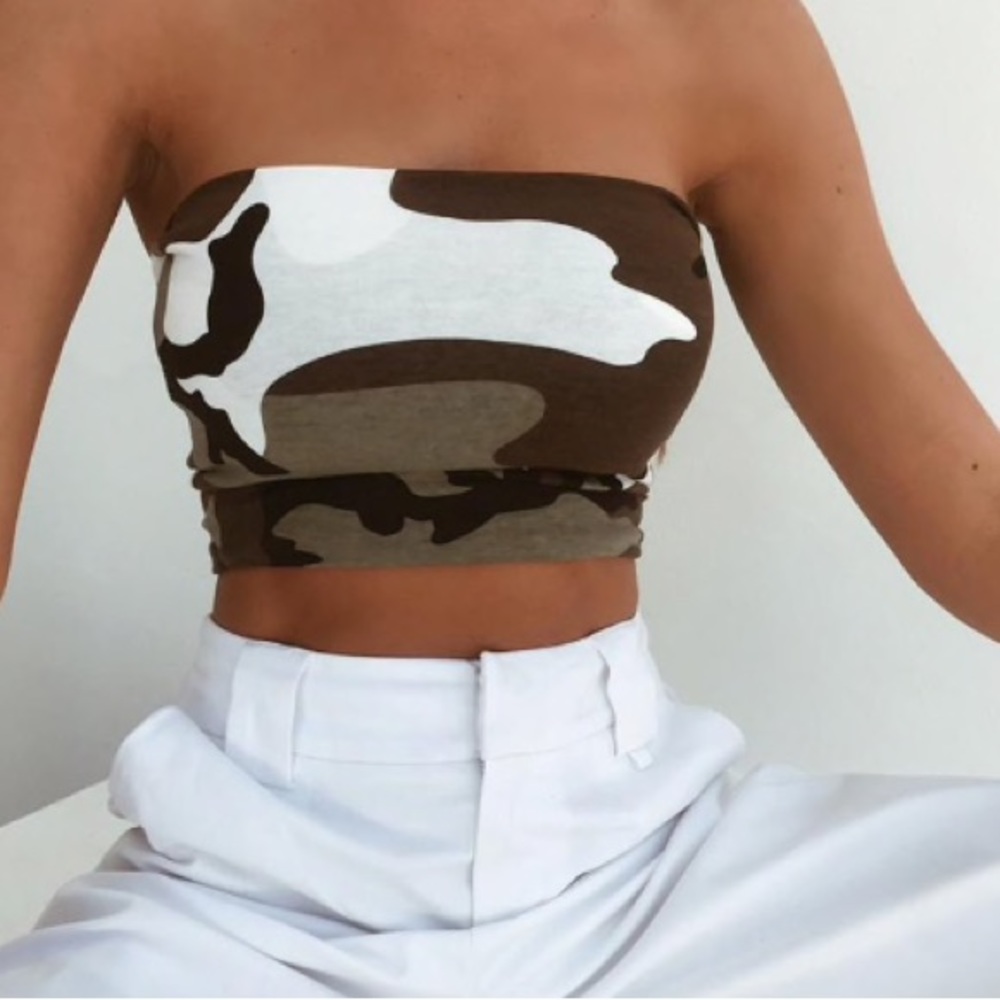 Camo crop tube top size medium large
